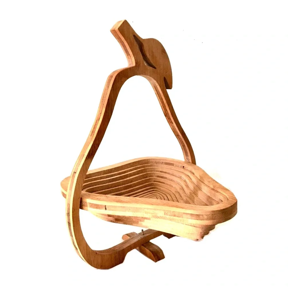 Vintage Craftsman Collapsible Bamboo Basket in Pear Shape